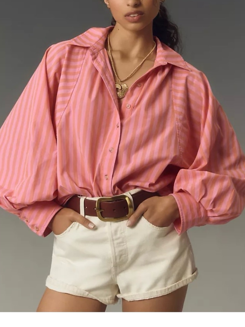 Pilcro The Bailey Boyfriend Batwing Buttondown Blouse